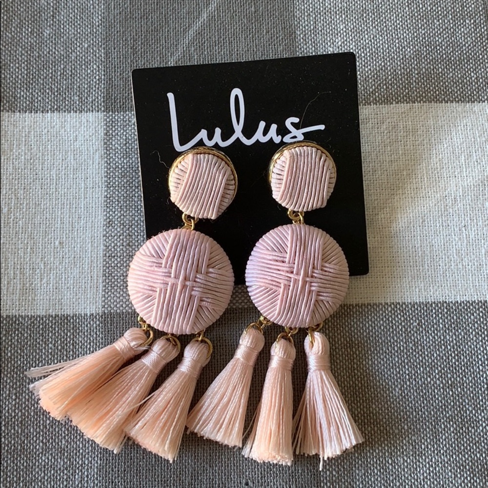 Blush Lulus Tassel Earrings